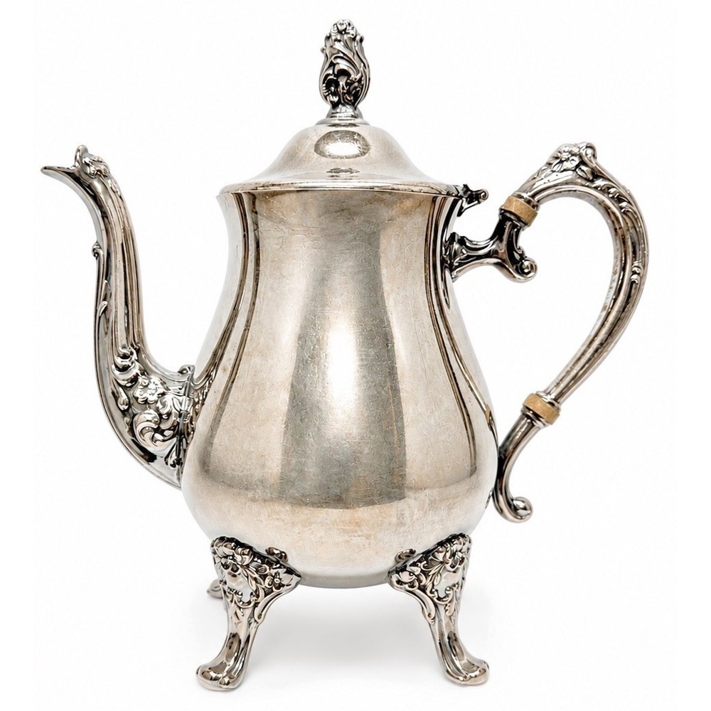 Vintage Gorham Silver Plated Tea Pot Coffee Pot Ornate Footed Server 9.5"